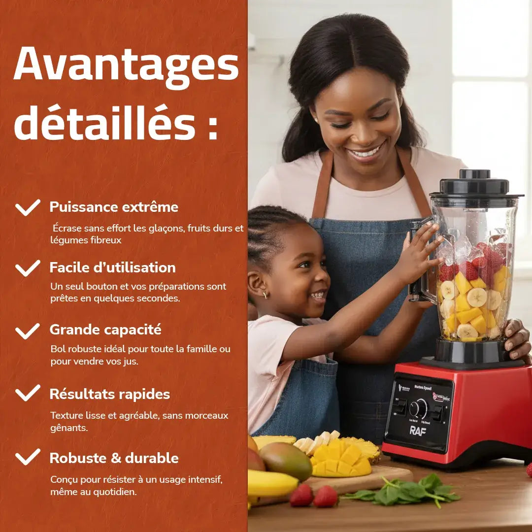 🥭 Mixeur Haute Puissance – Le secret pour des jus frais et sains chaque jour !